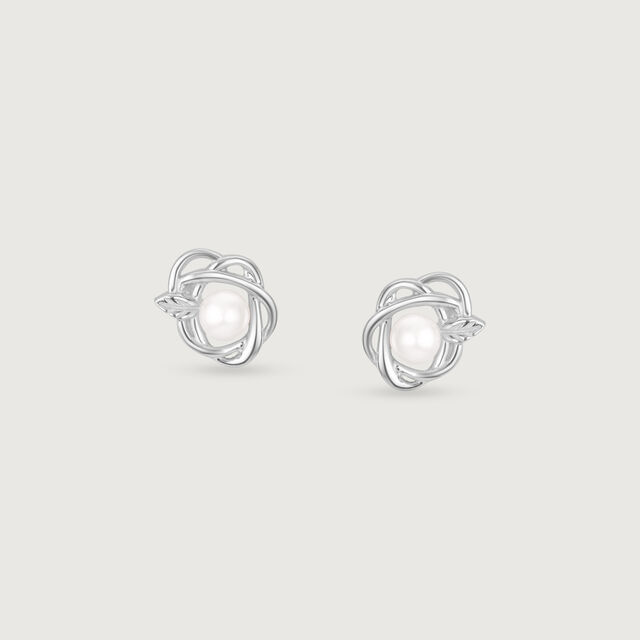 Petal Grace Silver Stud Earrings,,hi-res image number null