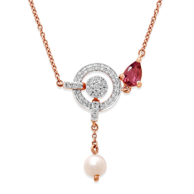 14KT Rose Gold Celestial Sparkle Pink Tourmaline Choker Necklace,,hi-res view 3