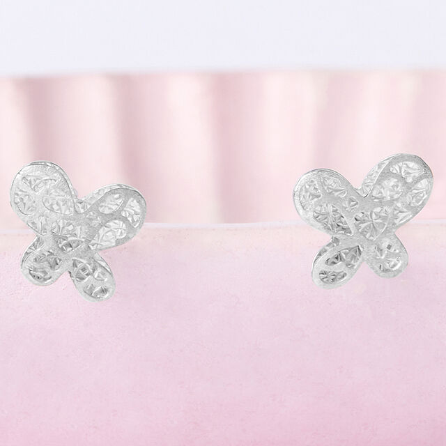 Whimsical Wings Silver Stud Earrings,,hi-res image number null