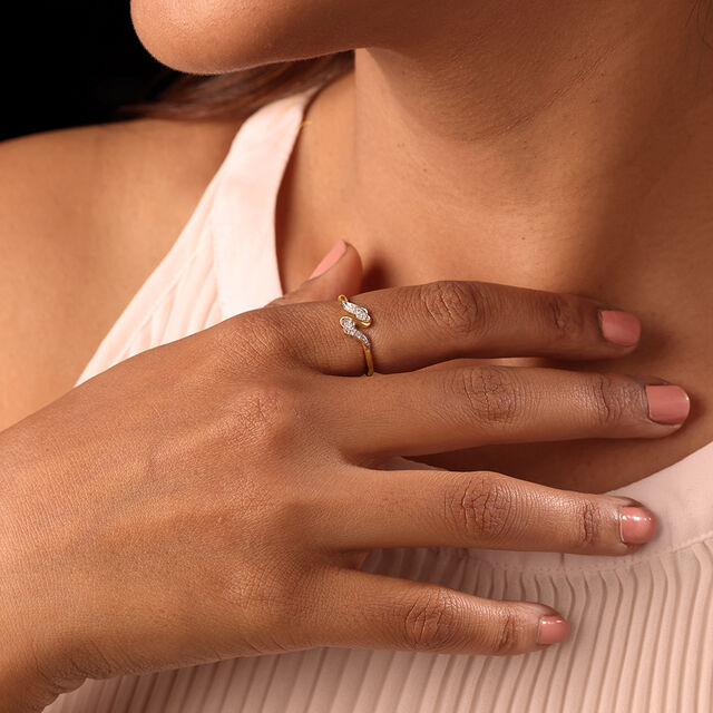 Wave Dance 14KT Gold & Diamond Finger Ring,,hi-res image number null
