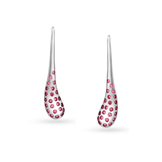 925 Silver Slender Hoop Earrings with Rubies,,hi-res image number null