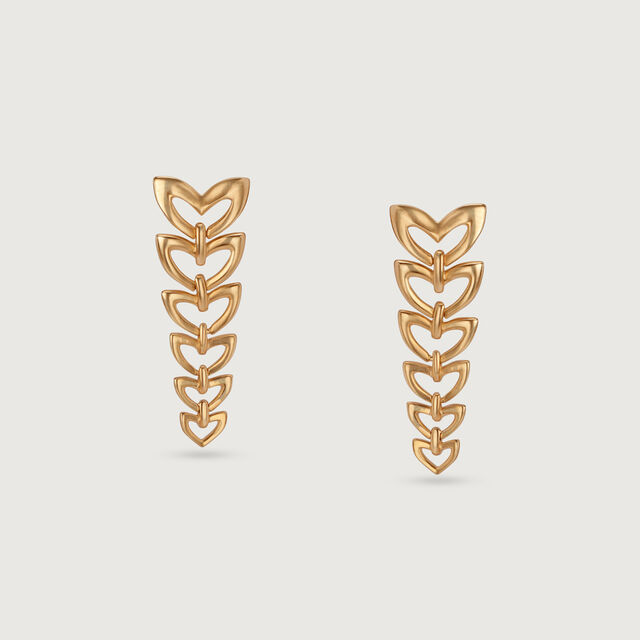 Cascade of Hearts 14KT Yellow Gold Drop Earrings,,hi-res image number null
