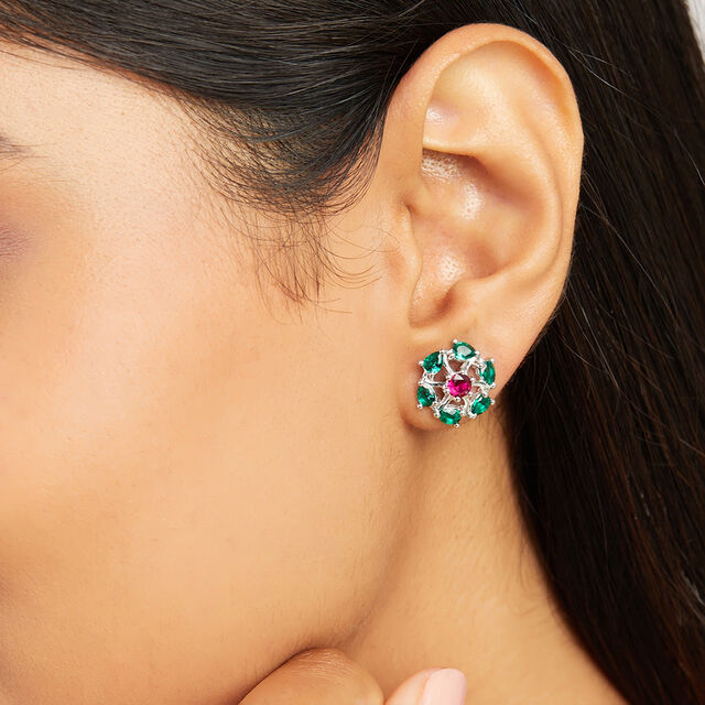 Vintage Regal Silver Stud Earrings,,hi-res image number null