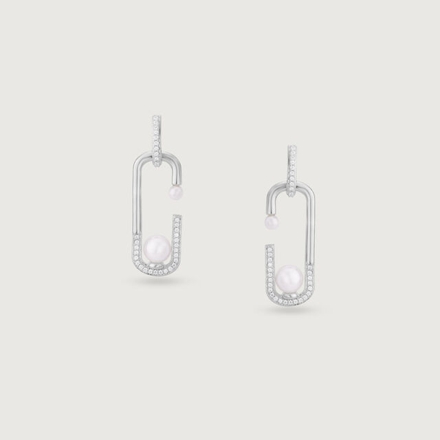 Loop Glow Silver Drop Earrings,,hi-res image number null