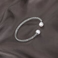 Chic Braided Pearl Silver Bangle,,hi-res view 1