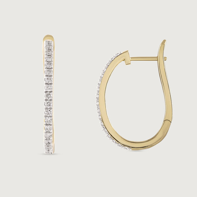 Minimalist Chic Gold & Diamond Hoop Earrings,,hi-res image number null