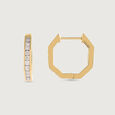 Sleek Luxe Gold & Diamond Hoop Earrings,,hi-res view 4
