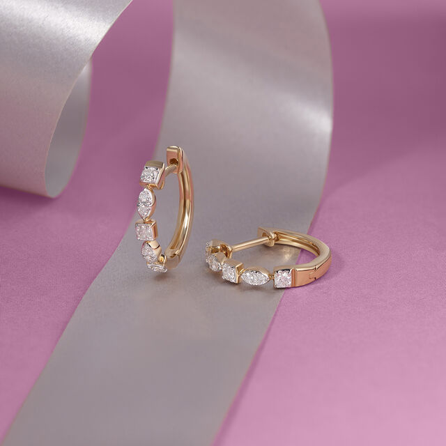 Classic Glam Gold & Diamond Hoop Earrings,,hi-res image number null