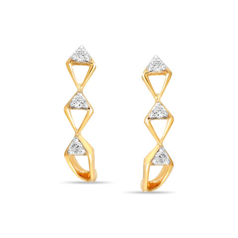14KT Yellow Gold Endless Horizon Diamond Stud Earrings