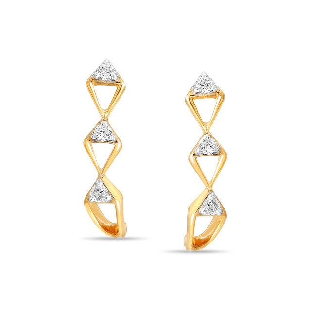 14KT Yellow Gold Endless Horizon Diamond Stud Earrings,,hi-res image number null