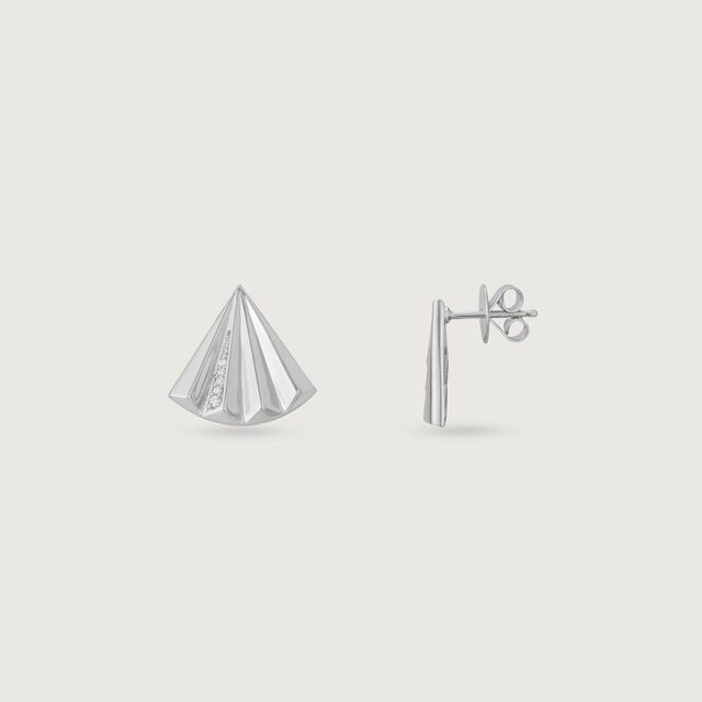 Sparkle Fan Silver Stud Earrings,,hi-res image number null