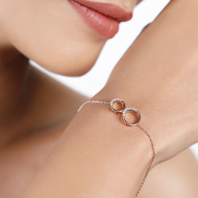 14KT Rose Gold Enthralling Circles Diamond Bracelet,,hi-res image number null