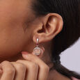 Peach Chalcedony Silver Drop Earrings for Women,,hi-res view 1