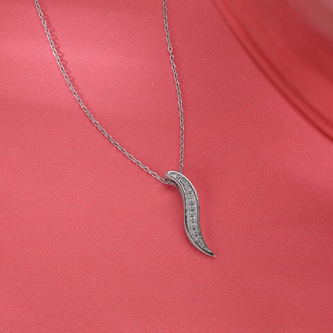 Delicate Leaf Drop Silver Necklace