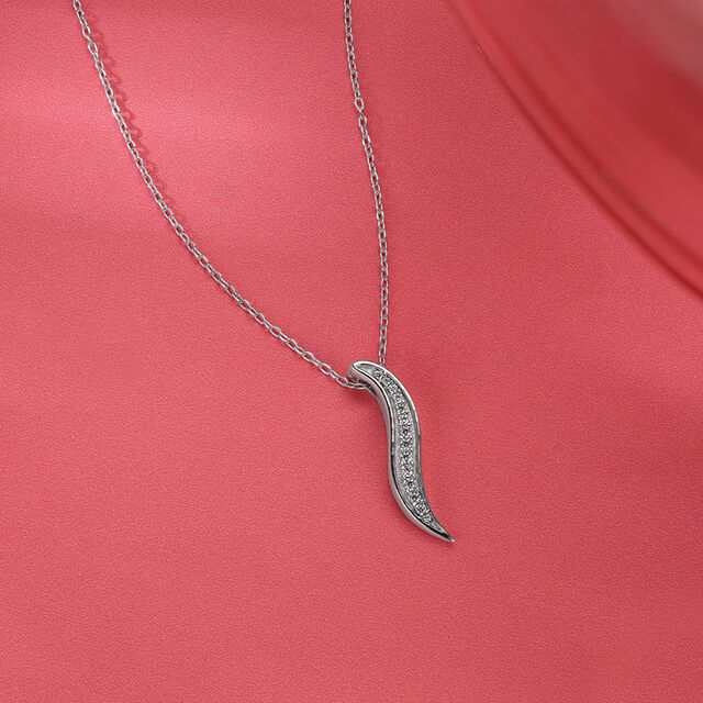 Delicate Leaf Drop Silver Necklace,,hi-res image number null