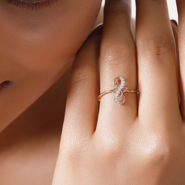 14KT Rose Gold Infinity Sparkle Diamond Finger Ring,,hi-res image number null