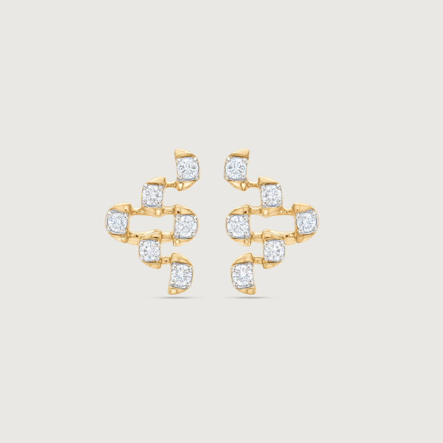Linked Balance Diamond Stud Earrings,,hi-res image number null