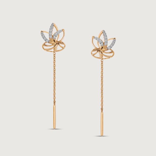 Lotus Bloom Diamond Sui Dhaga Earrings,,hi-res image number null