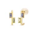14KT Yellow Gold Opulent Sapphire And Tourmaline Hoop Earring,,hi-res view 2