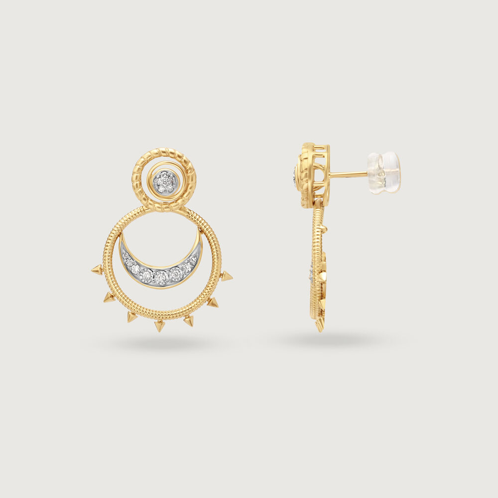 Cosmic Bling 14KT Diamond Chand Bali Earrings