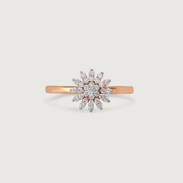 Floral Sparkle Gold & Diamond Finger Ring,,hi-res image number null