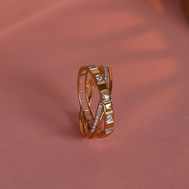 Crisscross Glow Gold & Diamond Finger Ring,,hi-res image number null
