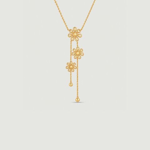 Radiant Floral Gold Lariat Necklace
