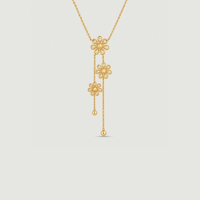 Radiant Floral Gold Lariat Necklace,,hi-res image number null
