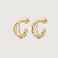 Triple Curve Gold Hoop Earrings,,hi-res view 4