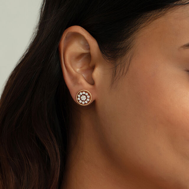 Dazzling Bloom Gold & Diamond Stud Earrings,,hi-res image number null