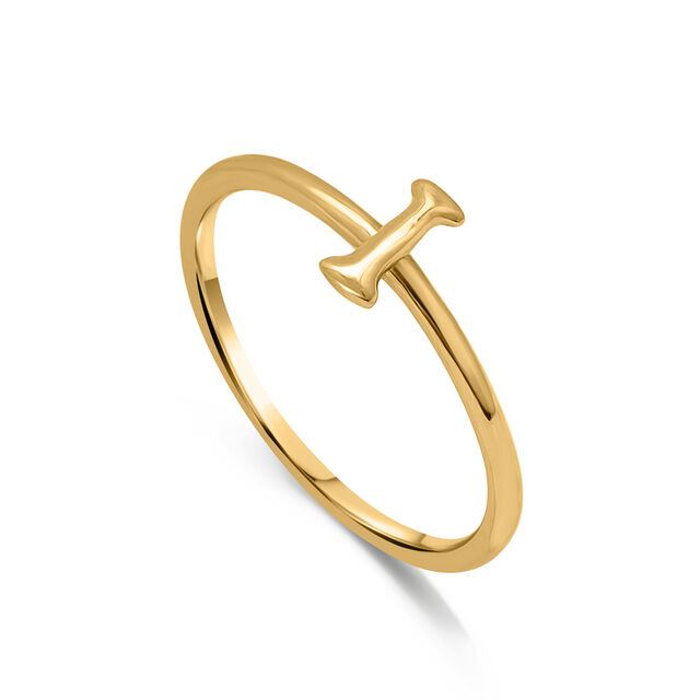 Letter I 14KT Yellow Gold Initial Ring,,hi-res view 3