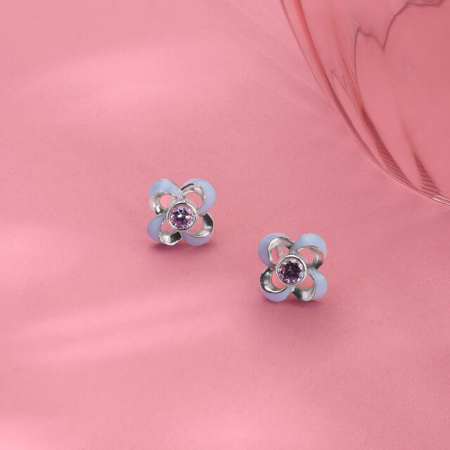 Sky Bloom Silver Stud Earrings,,hi-res image number null