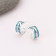 Shine Waves Silver Hoop Earrings,,hi-res view 1