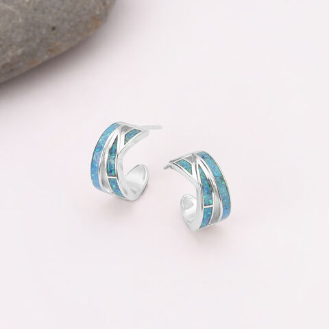 Shine Waves Silver Hoop Earrings