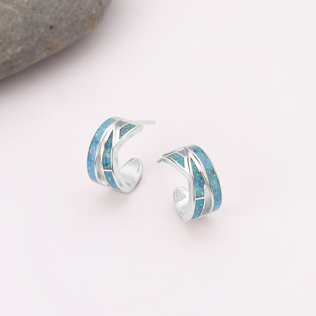 Shine Waves Silver Hoop Earrings,,hi-res image number null