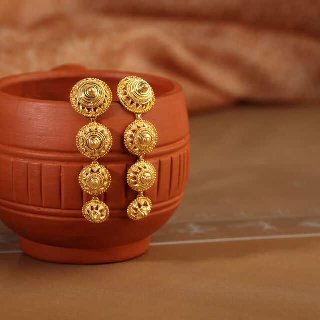 Enchanting Warli 22KT Gold Drop Earrings,,hi-res image number null