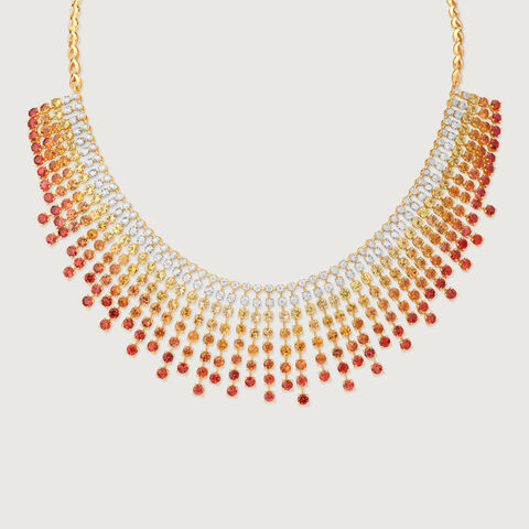 Sunset Spectrum Sapphires & Diamond Necklace