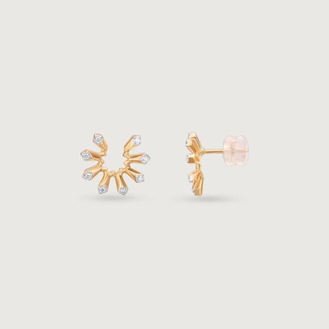 Radiant Sunburst Diamond Stud Earrings