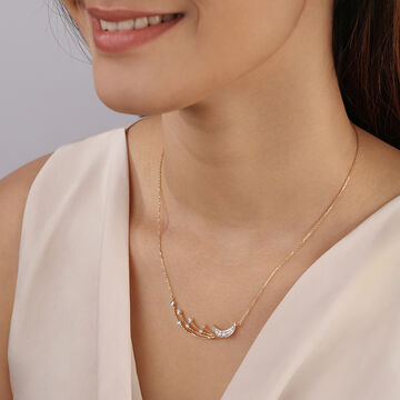 Crescent Comet's Glimmer 14 KT Diamond Necklace