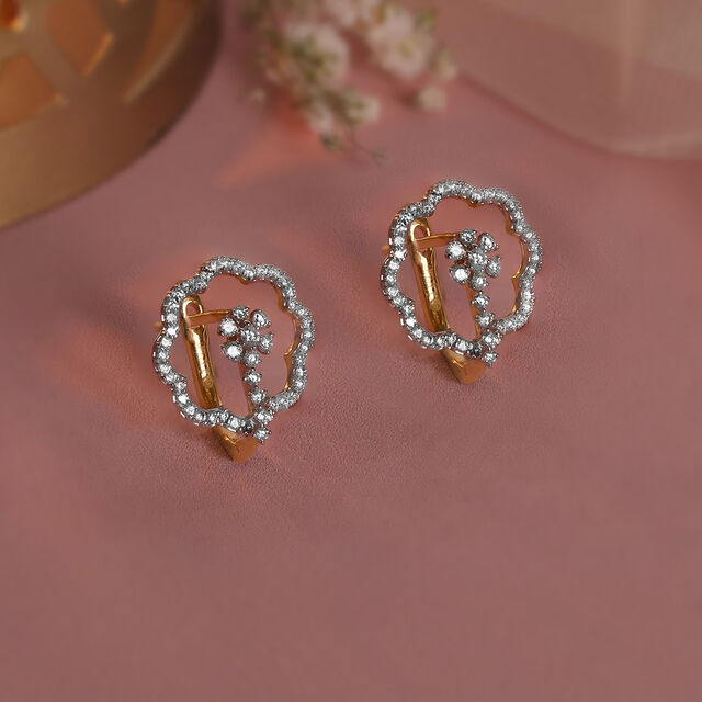 Radiant Grace Gold & Diamond Hoop Earrings,,hi-res image number null