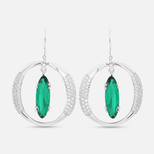 Green Enchantment Silver Hoop Earrings,,hi-res image number null