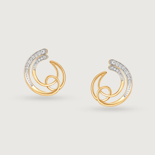 Dreamy Swirls 14 Kt Gold & Diamond Hoop Earrings,,hi-res image number null