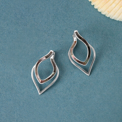 Mother of Pearl Swirl Silver Hoop Earrings