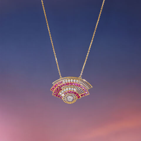 Sunset Fan Sapphires & Diamond Necklace