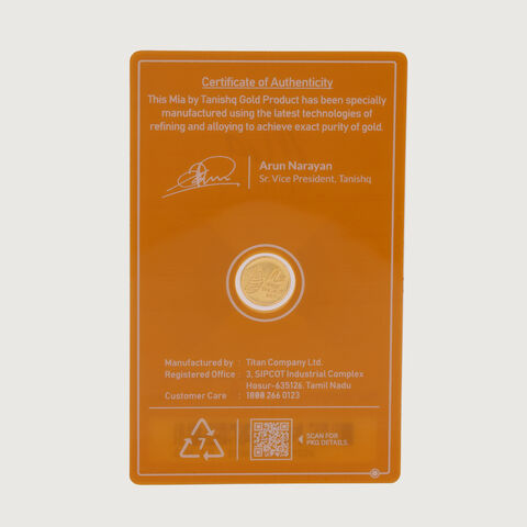 0.5 gm 24 Karat Tulsi Leaf Gold Coin (9999 Purity)