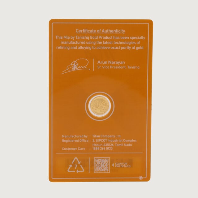 0.5 gm 24 Karat Tulsi Leaf Gold Coin (9999 Purity),,hi-res image number null