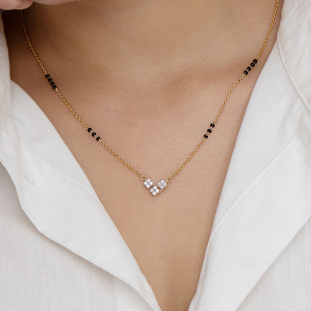 Starlight Symmetry 14Kt Gold and Diamond Mangalsutra,,hi-res image number null