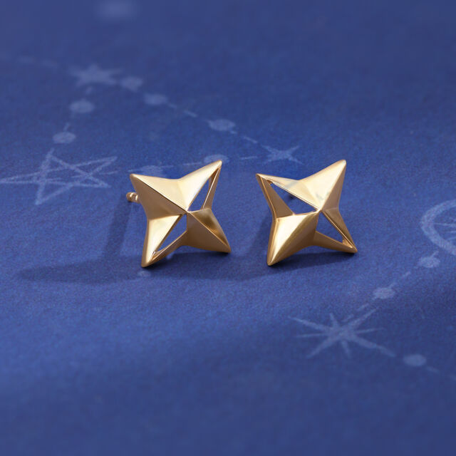 Star struck Symphony 14KT Gold Stud Earrings,,hi-res image number null