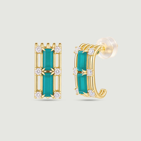 Sleek Cascading Green Onyx Hoop Earrings