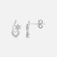 Floral Swirl Silver Stud Earrings,,hi-res view 4